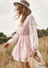 Boho Round Neck Long Sleeve Mini Dress